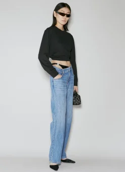 Asymmetrical Waistband Straight Jeans