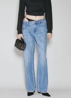 Asymmetrical Waistband Straight Jeans