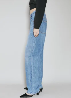 Asymmetrical Waistband Straight Jeans