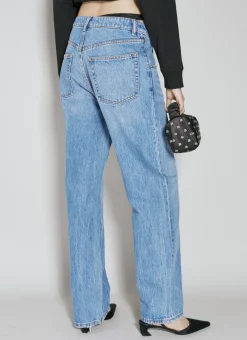 Asymmetrical Waistband Straight Jeans