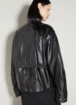 Band Collar Leather Jacket