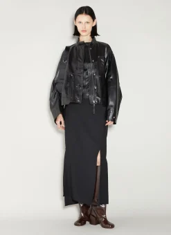 Band Collar Leather Jacket