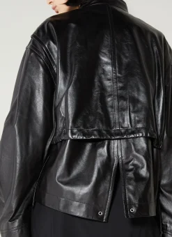 Band Collar Leather Jacket