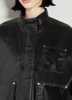 Band Collar Leather Jacket