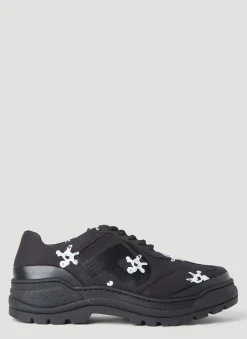 Basalt White Flower Lace-Ups