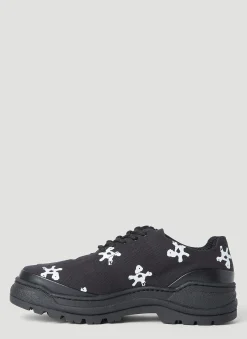 Basalt White Flower Lace-Ups