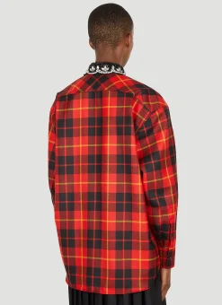 Beaded Collar Check Shirt