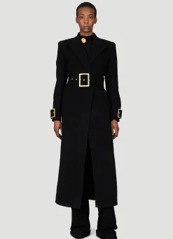 Belted Double-Breasted Wool Long Coat