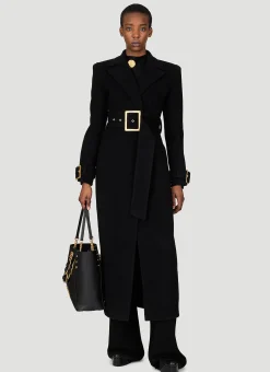 Belted Double-Breasted Wool Long Coat