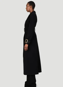 Belted Double-Breasted Wool Long Coat