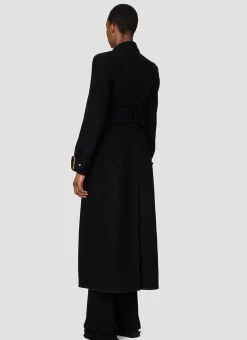 Belted Double-Breasted Wool Long Coat