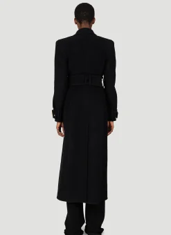 Belted Double-Breasted Wool Long Coat
