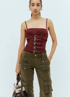 Buckle-Strap Corset Top