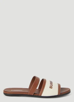 Canvas And Leather Slides