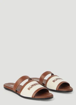 Canvas And Leather Slides