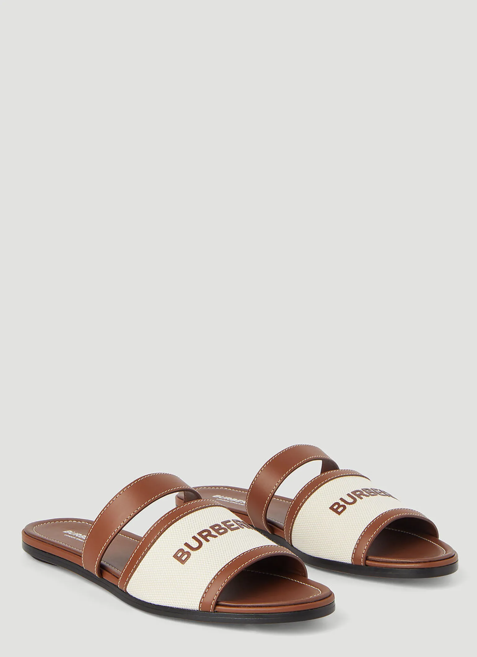Canvas And Leather Slides