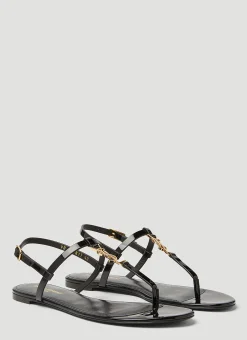 Cassandra Monogram Plaque Sandals
