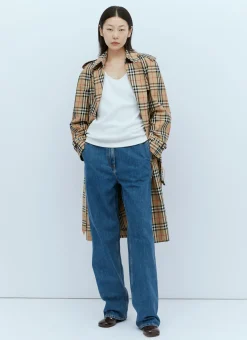 Check Cotton Gabardine Trench Coat