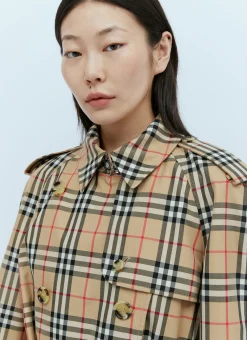 Check Cotton Gabardine Trench Coat