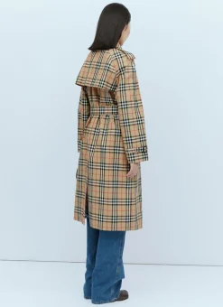Check Cotton Gabardine Trench Coat