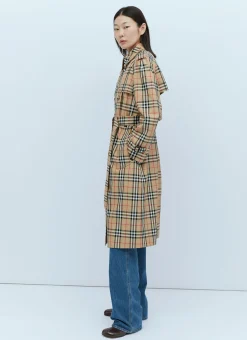 Check Cotton Gabardine Trench Coat