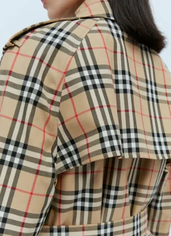 Check Cotton Gabardine Trench Coat
