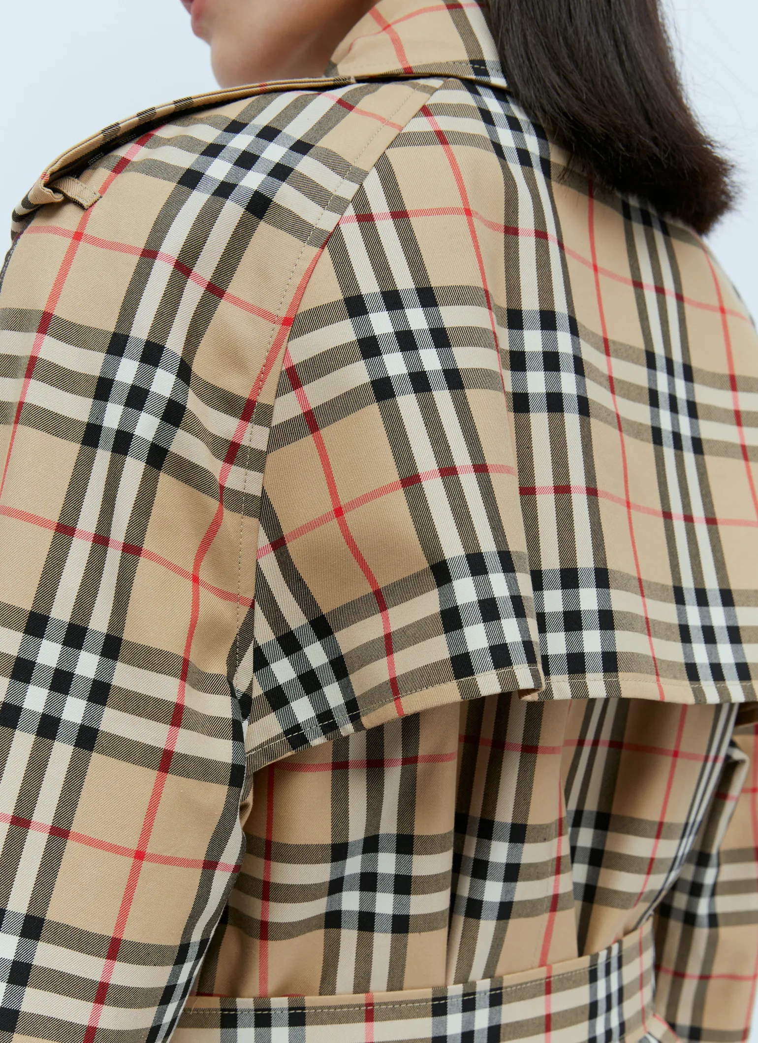 Check Cotton Gabardine Trench Coat