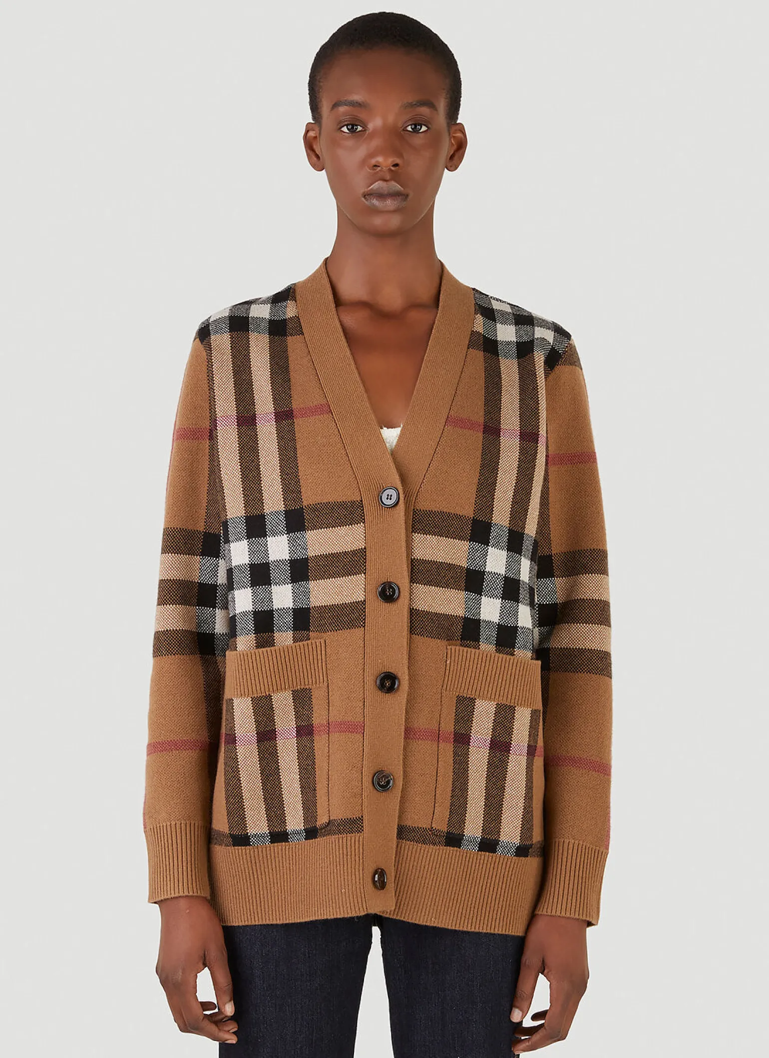 Check Knit Cardigan