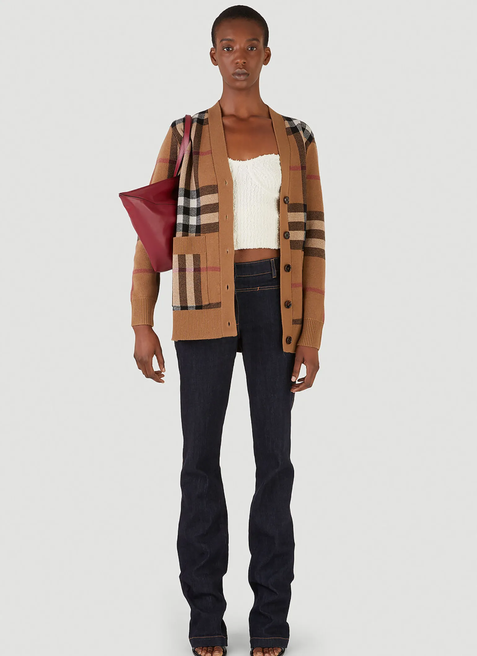 Check Knit Cardigan