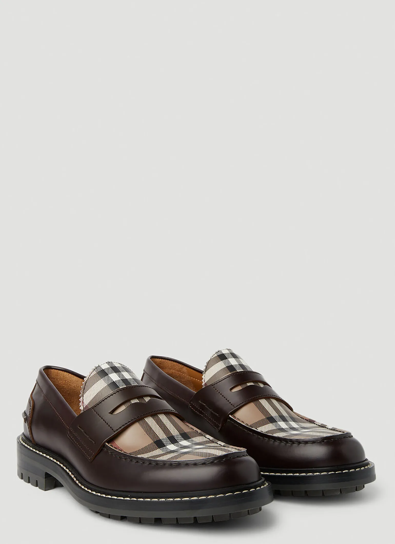Check Panel Loafers