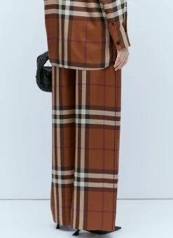 Check Silk Wide Leg Pants