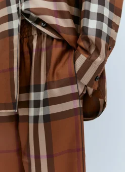 Check Silk Wide Leg Pants