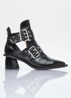 Chunky Buckle Open Cut Boots