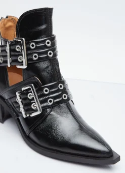 Chunky Buckle Open Cut Boots
