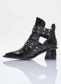Chunky Buckle Open Cut Boots