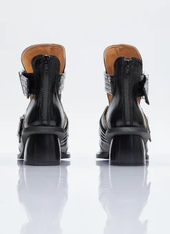 Chunky Buckle Open Cut Boots