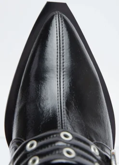 Chunky Buckle Open Cut Boots