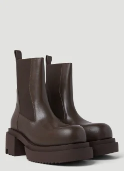 Chunky Sole Leather Ankle Boots