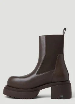 Chunky Sole Leather Ankle Boots