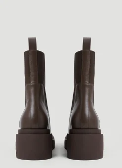 Chunky Sole Leather Ankle Boots