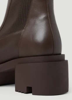 Chunky Sole Leather Ankle Boots