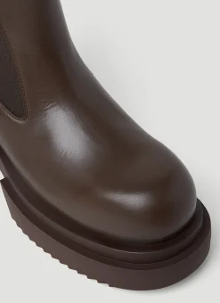 Chunky Sole Leather Ankle Boots