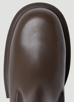 Chunky Sole Leather Ankle Boots