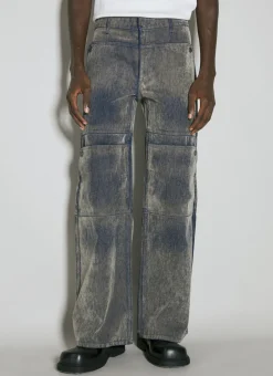 Coated Denim Utility Pants