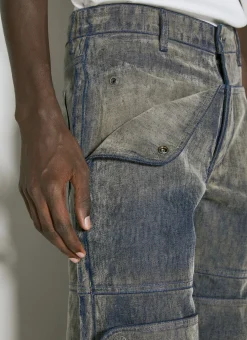Coated Denim Utility Pants