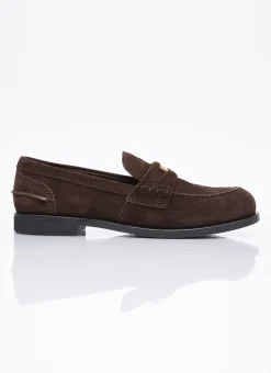 Coin Plaque Suede Loafers