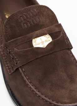 Coin Plaque Suede Loafers