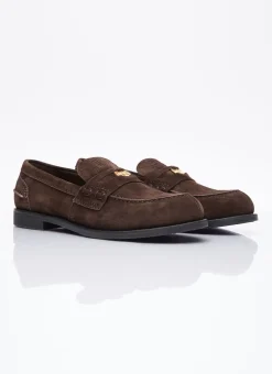 Coin Plaque Suede Loafers