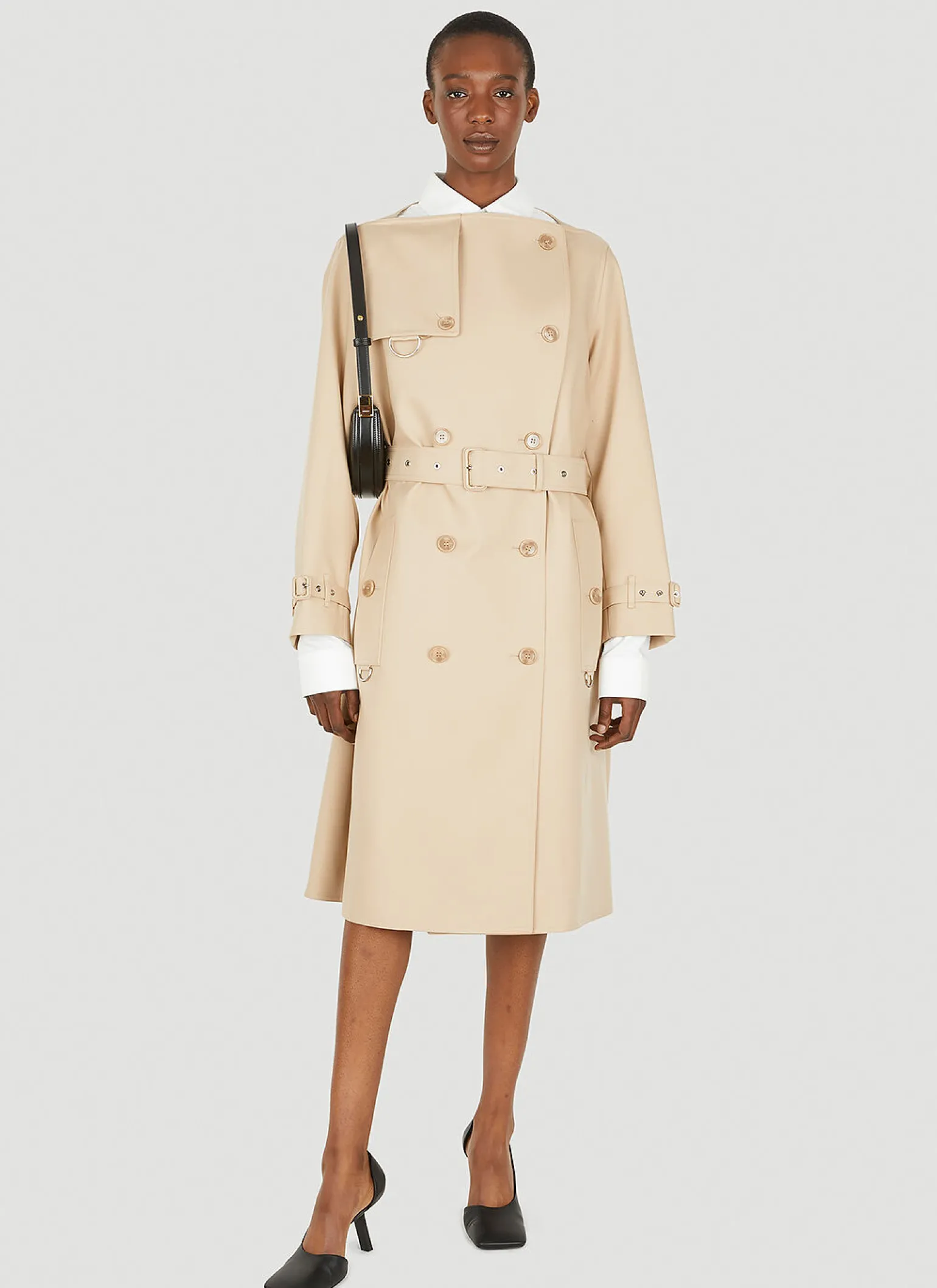 Collarless Trench Coat