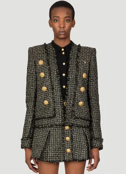 Collarless Tweed Blazer